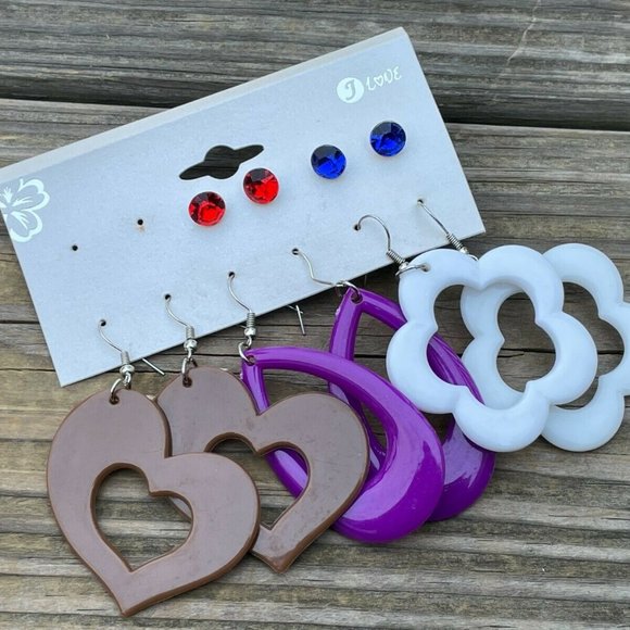 Fashion Earrings Set of 5 Earrings Multi Color Fashion Jewelry Lead Safe Earring - Picture 3 of 10